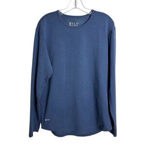 BYLT Men's Blue Premium Basics Drop Cut Long Sleeve Lux T-Shirt Size L